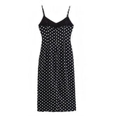 Black & White Polka Dot Bodycon Spaghetti Strap Maxi Dress